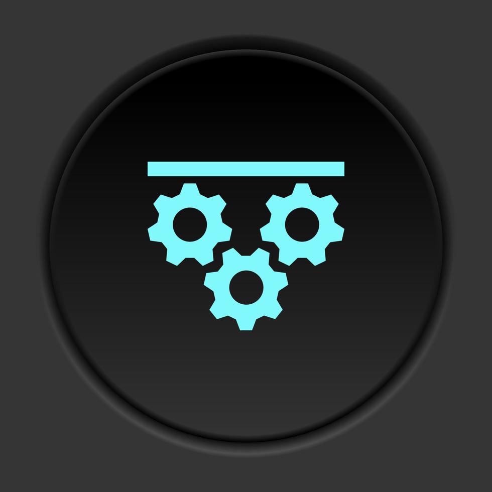 Dark button icon Mass production process. Button banner round badge interface for application illustration on darken background vector