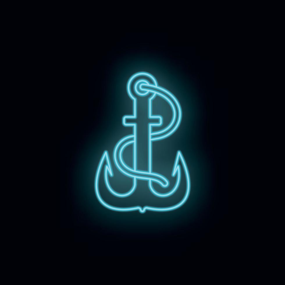 Anchor, neon, icon. Web Development Vector Icon. Element of simple symbol for websites, web design, mobile app, infographics. Line symbol for website design on dark background