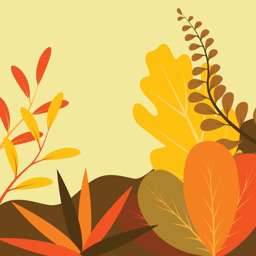 vector ilustración en plano lineal estilo - otoño antecedentes - paisaje ilustración con plantas, arboles y Copiar espacio para texto - para otoño pancartas