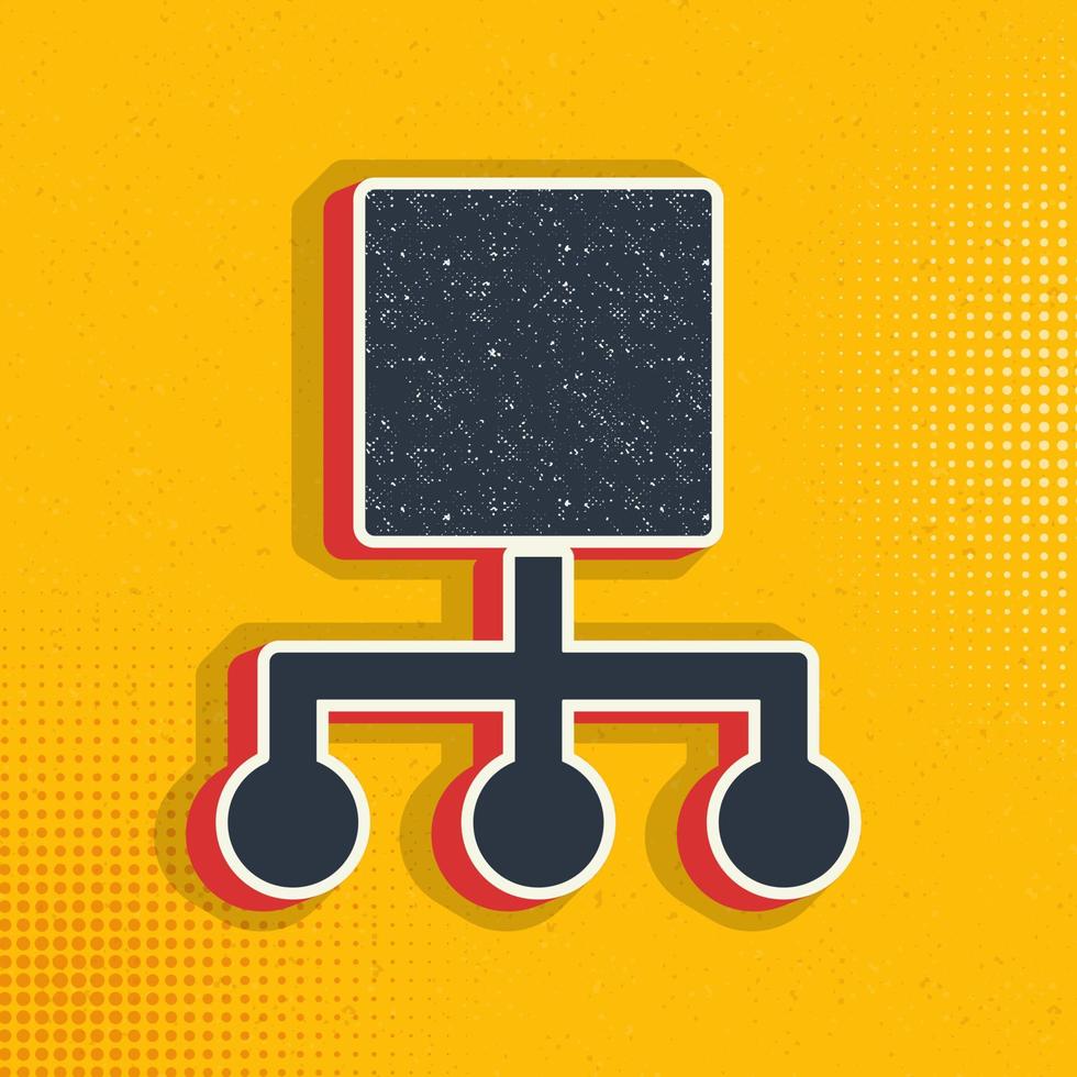 hierarchical, network pop art, retro icon. Vector illustration of pop art style on retro background