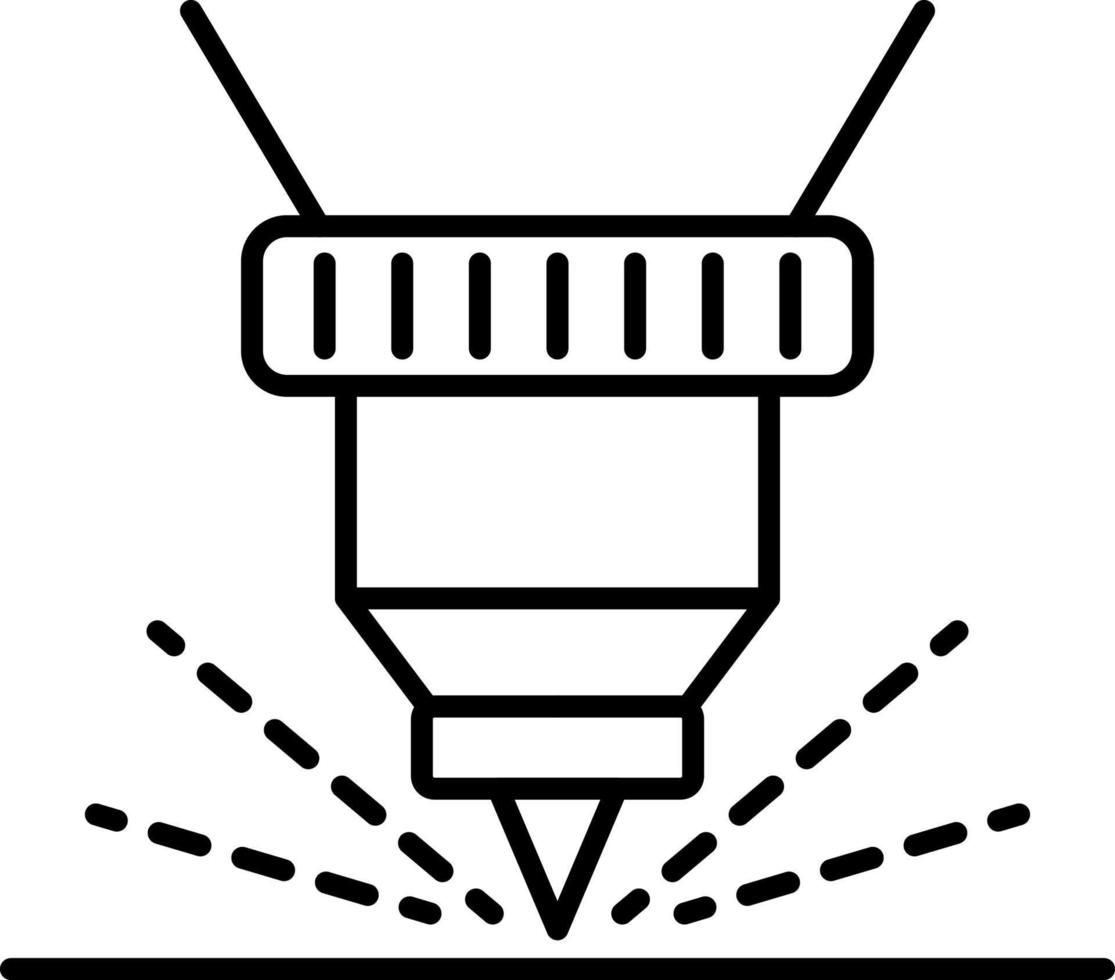Cutting, laser, metal vector icon on transparent background. Outline Cutting, laser, metal vector icon