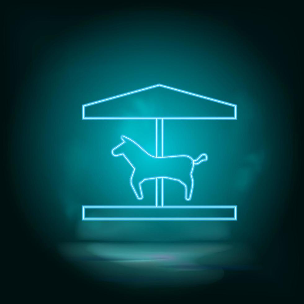 Horse, carousel blue neon vector icon. Simple element illustration from map and navigation concept. Horse, carousel blue neon vector icon. Real estate concept vector illustration. on white background