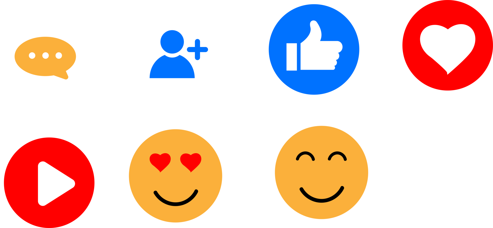 Icon for social media with human symbol, like, heart and chat. png