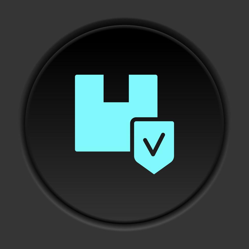 Dark button flat icons on round backgrounds. Building construction insurance dark circle vector icon on darken background
