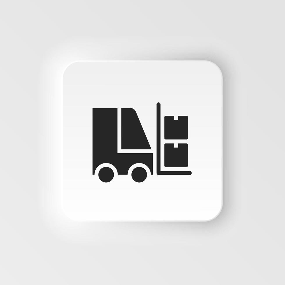 Mass production, forklift neumorphic style vector icon. Simple element illustration from UI concept. Mass production, forklift neumorphic style vector icon. Infographic concept on white
