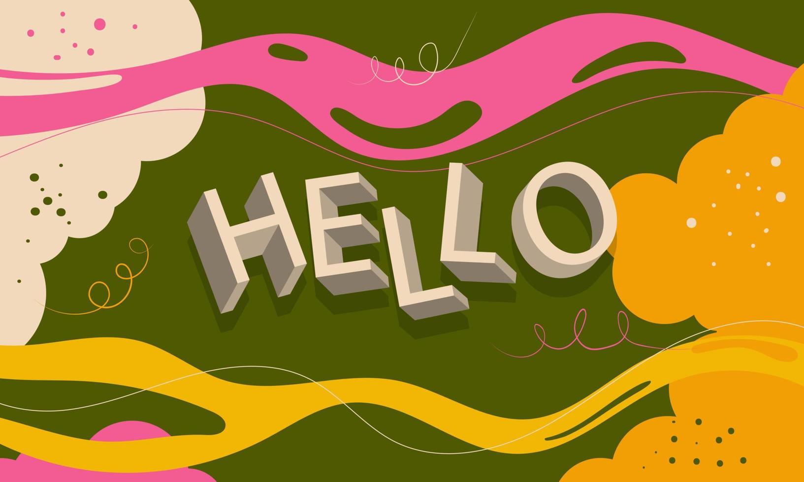 Flat cartoon abstract background with the word Hello vector