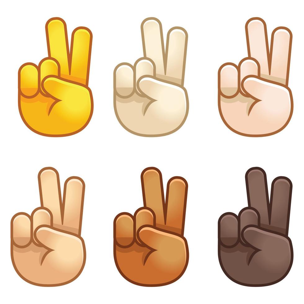 Different mood emoji. Emotional peace sign emoji hand set of various