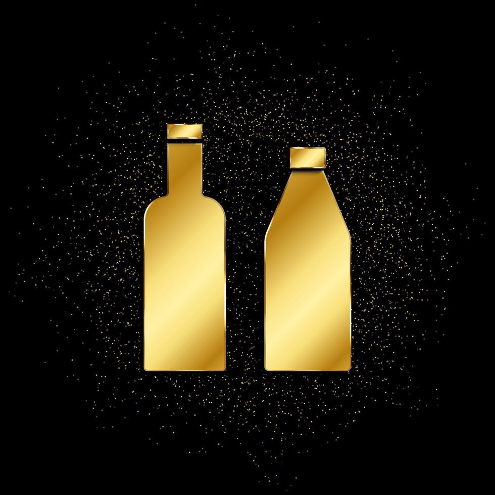 Bottles gold, icon. Vector illustration of golden particle on gold vector background