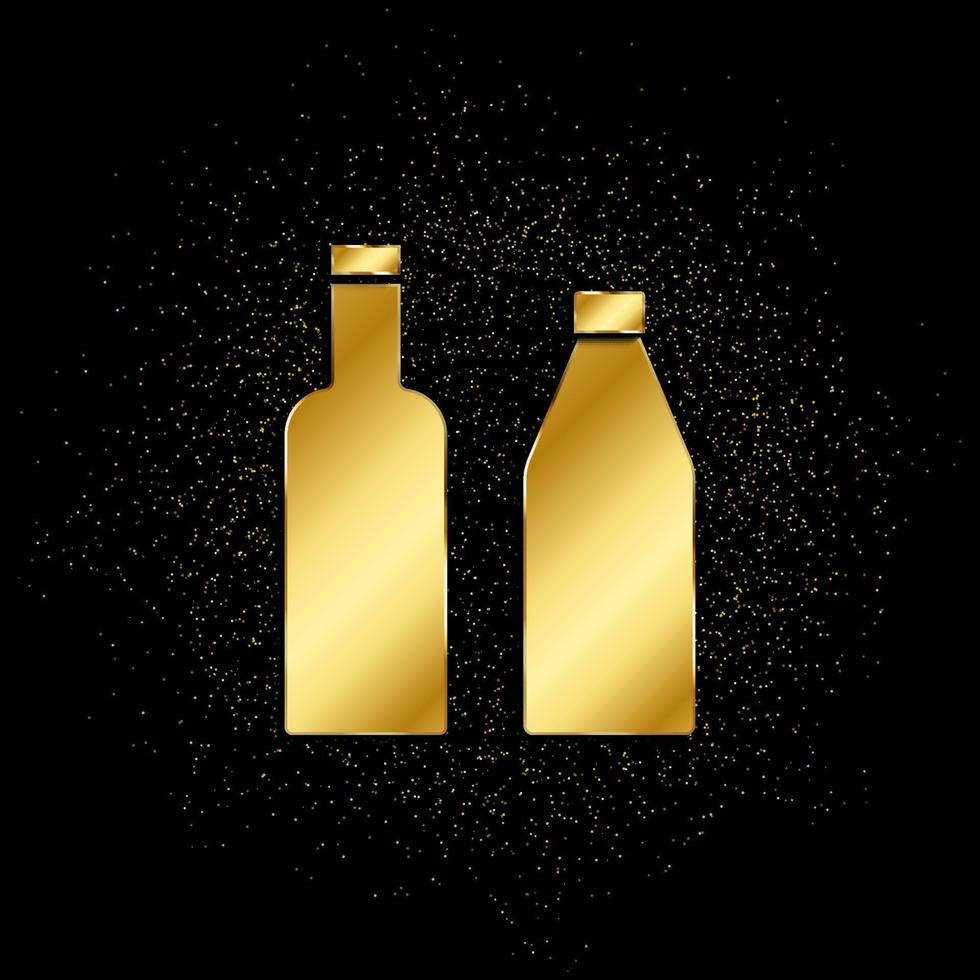 botellas oro, icono. vector ilustración de dorado partícula en oro vector antecedentes