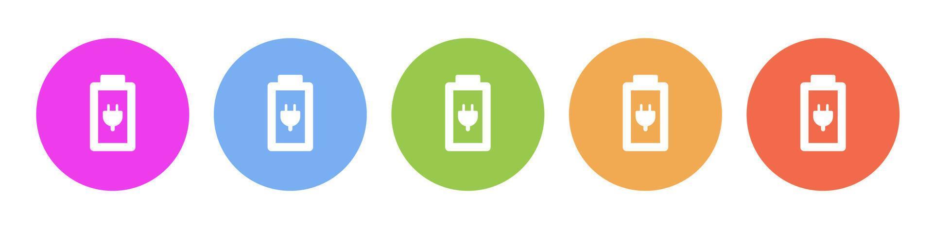 Multi colored icon charge battery. Button banner round badge interface for application illustration on white background vector