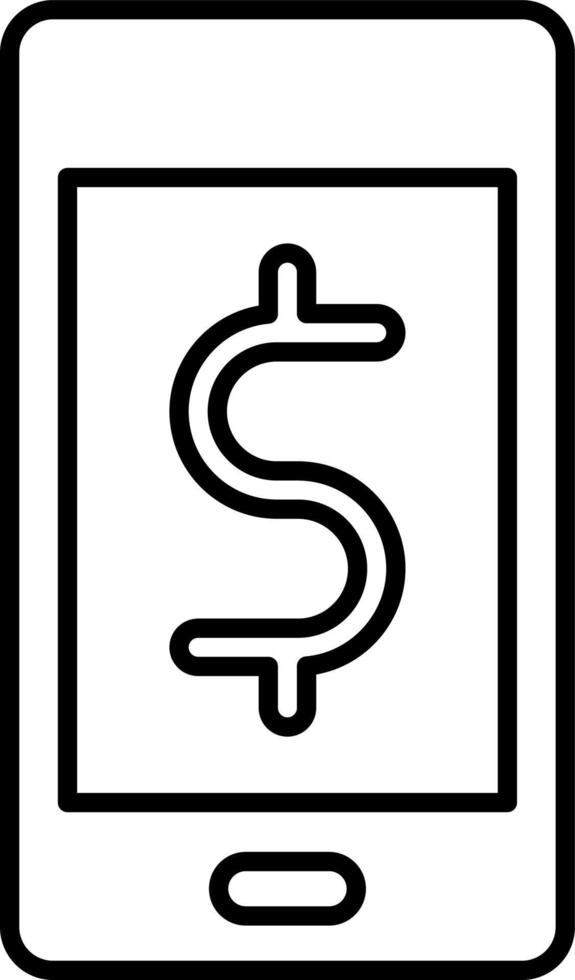 Line vector icon phone, dollar, money. Outline vector icon on white background