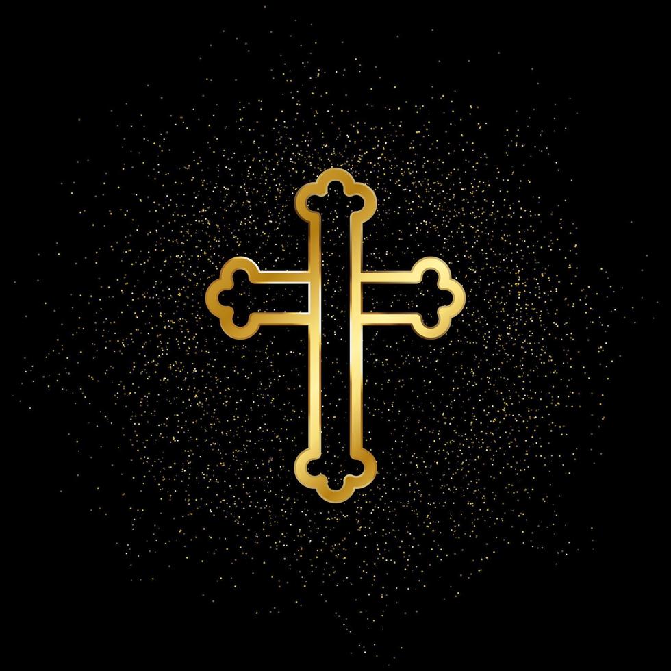 Cross gold icon. Vector illustration of golden particle background.. Spiritual concept vector illustration .