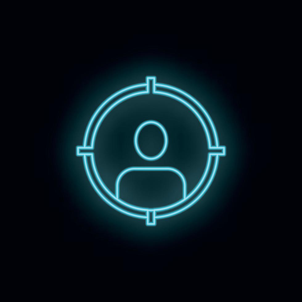 Man, target, neon, icon. Web Development Vector Icon. Element of simple symbol for websites, web design, mobile app, infographics. Line symbol for website design on white background