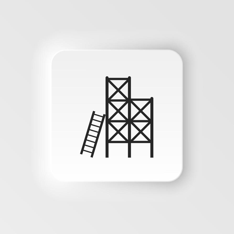 Scaffolding vector neumorphic icon isolated on transparent background, Scaffolding logo concept. Ladder, scaffold, stairs, steps neumorphic icon on white background