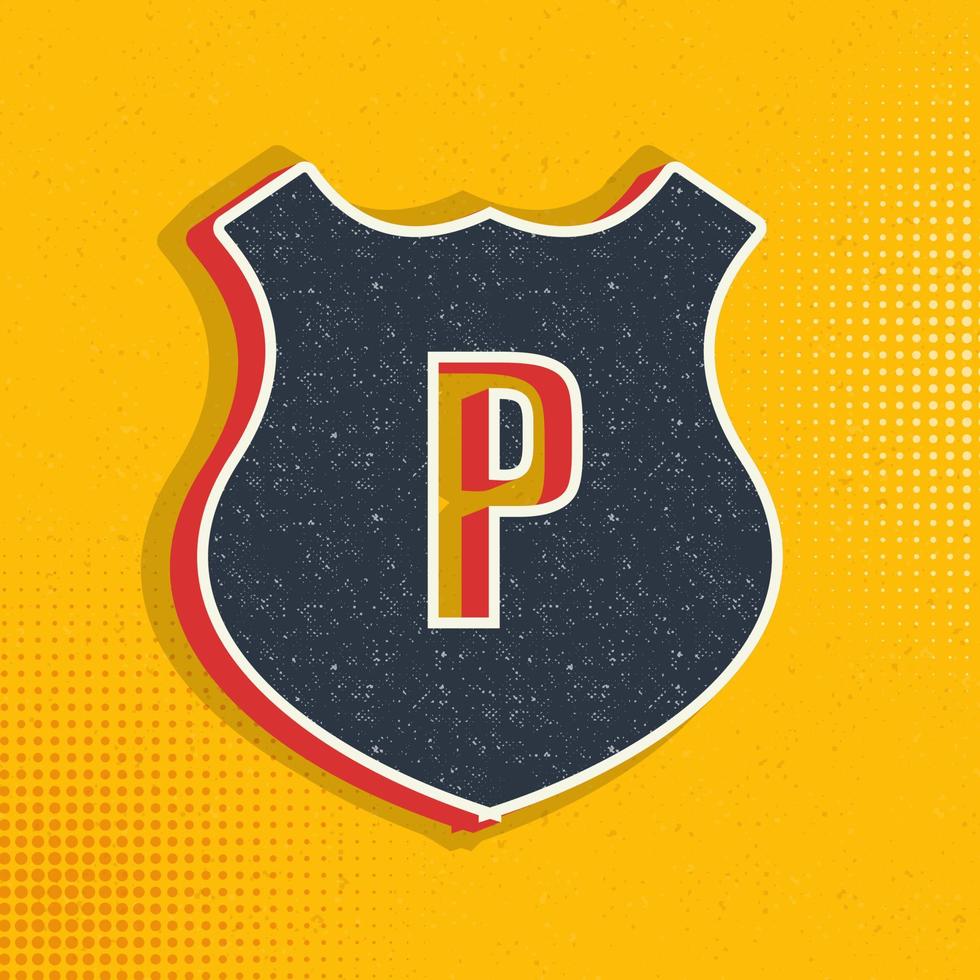 policía proteger popular arte, retro icono. vector ilustración de popular Arte estilo en retro antecedentes