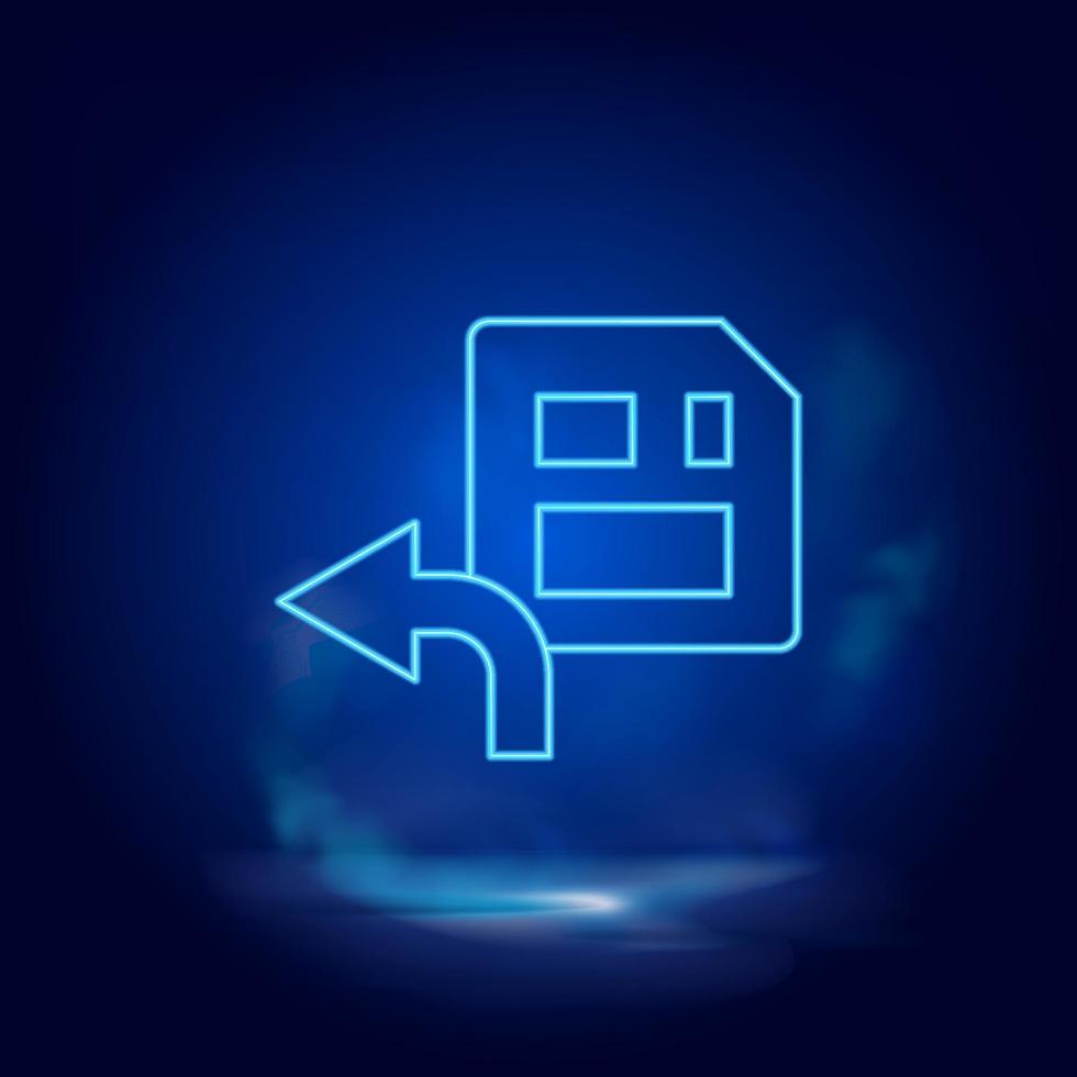 Smoke effect neon style vector icons, diskette, save neon icon