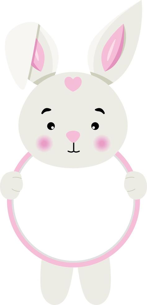 Cute bunny with circle blank sign vector