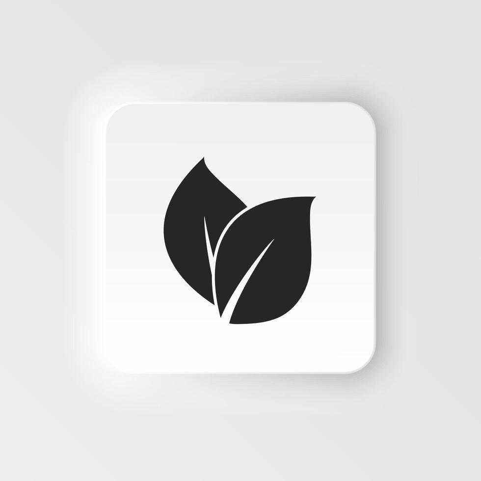 Leaf neumorphic icon vector, Forest, wild, wildlife neumorphic icon Vector neumorphic icon on white background