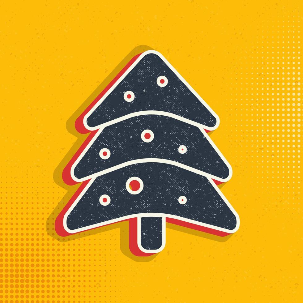 Cristmas tree pop art style vector icon. Vector pop art style vector icon
