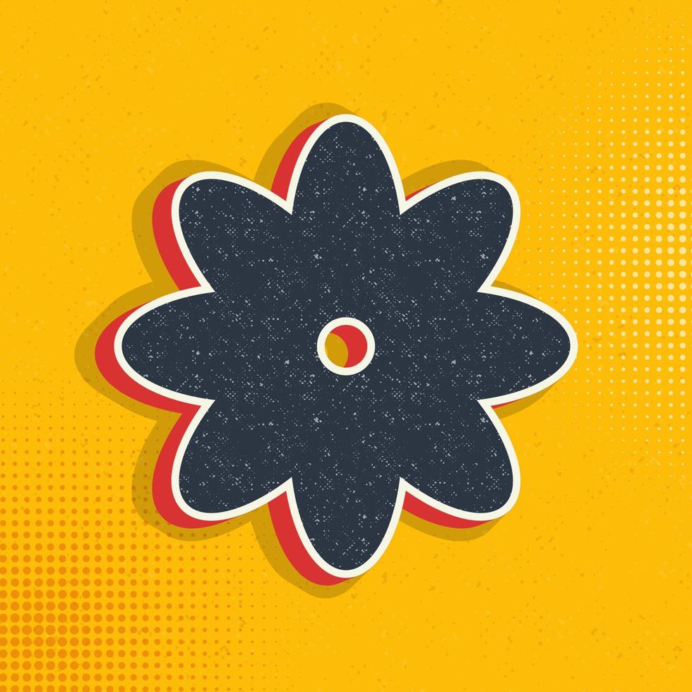Flower pop art, retro icon. Vector illustration of pop art style on retro background