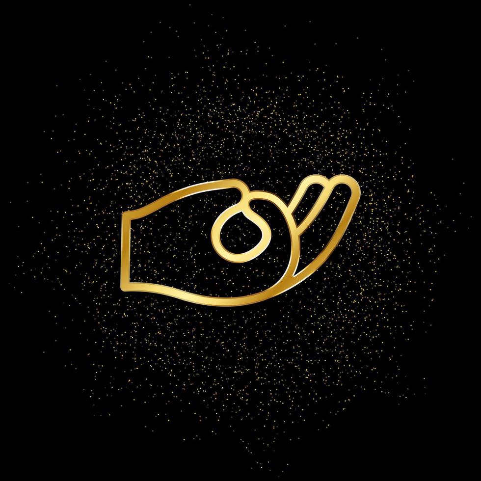 Meditation gold icon. Vector illustration of golden particle background.. Spiritual concept vector illustration .