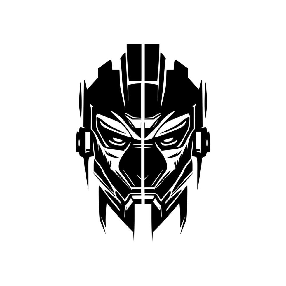 Robot logo composed of black and white vector graphics.