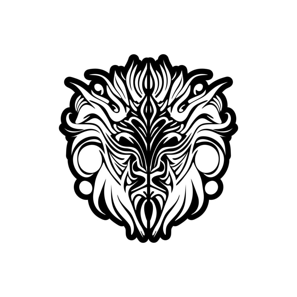 Lion logo with stark black and white colors. Vector style.