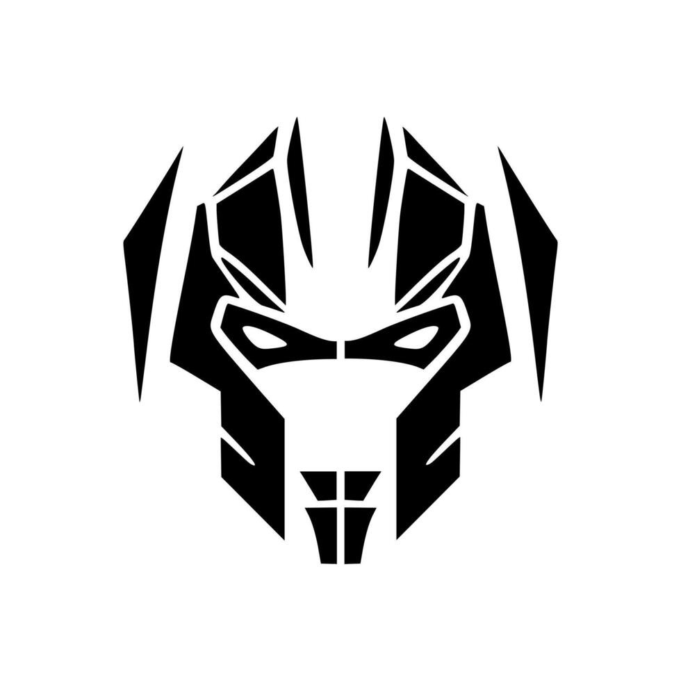 Logo robot with vector graphics in black and white.