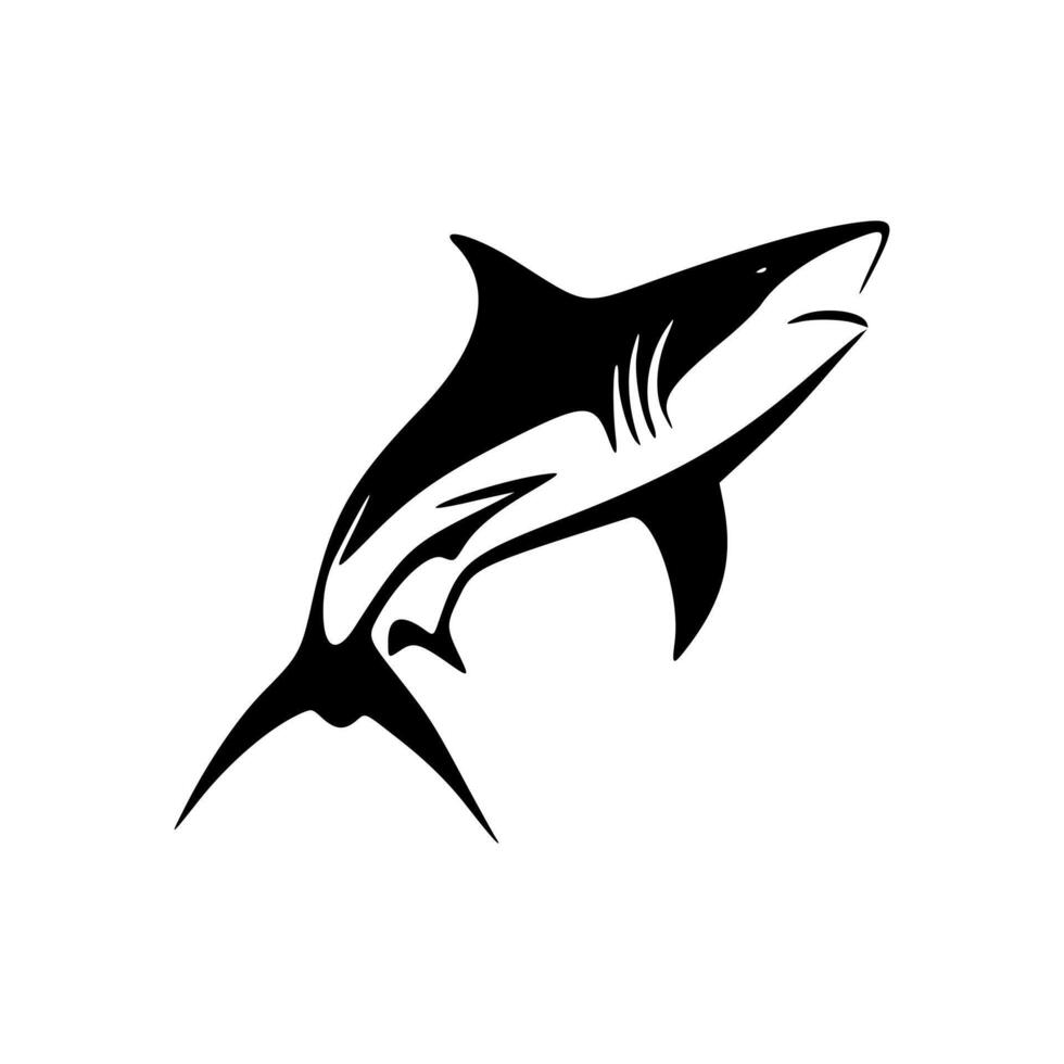 Logo shark in black and white drawn in vector format.