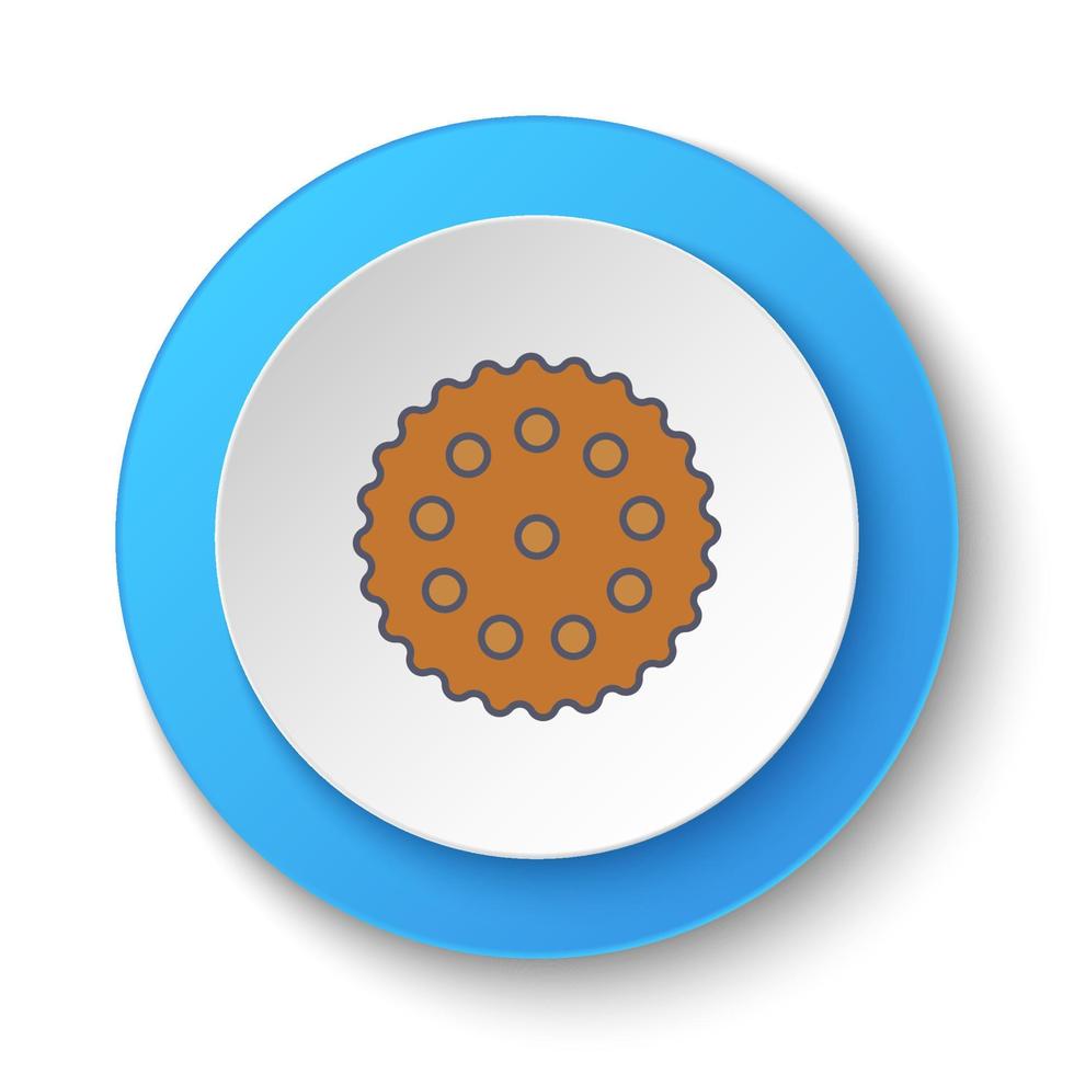 Round button for web icon, biscuit. Button banner round, badge interface for application illustration on white background vector