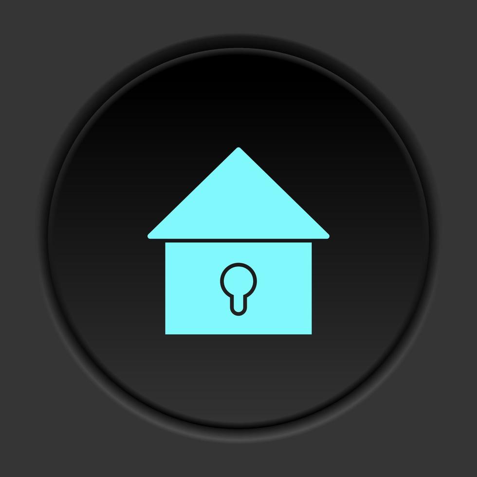 Round button icon Locked house. Button banner round badge interface for application illustration on dark background vector