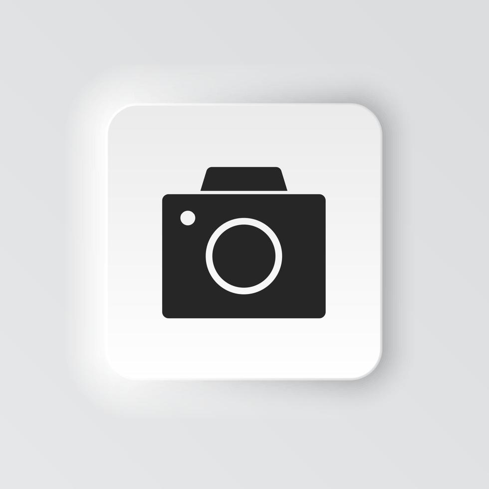 Rectangle button icon Old digital camera. Button banner Rectangle badge interface for application illustration on neomorphic style on white background vector