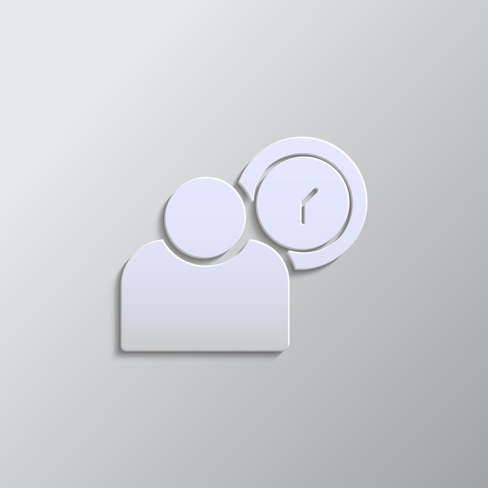 employee, user paper style, icon. Grey color vector background- Paper style vector icon.