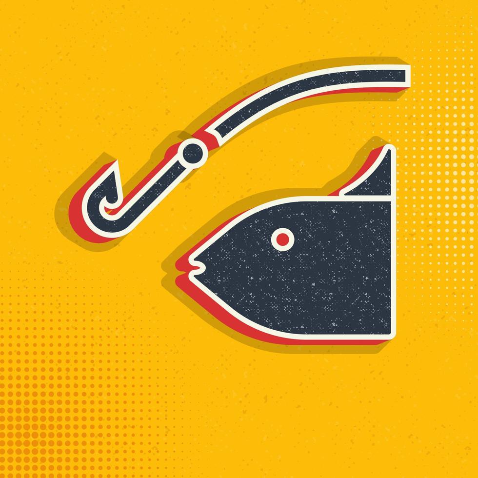 Fishing pop art, retro icon. Vector illustration of pop art style on retro background