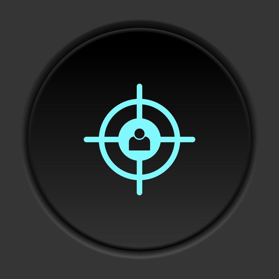 Round button icon, aiming, customer, target. Button banner round, badge interface for application illustration on dark background vector