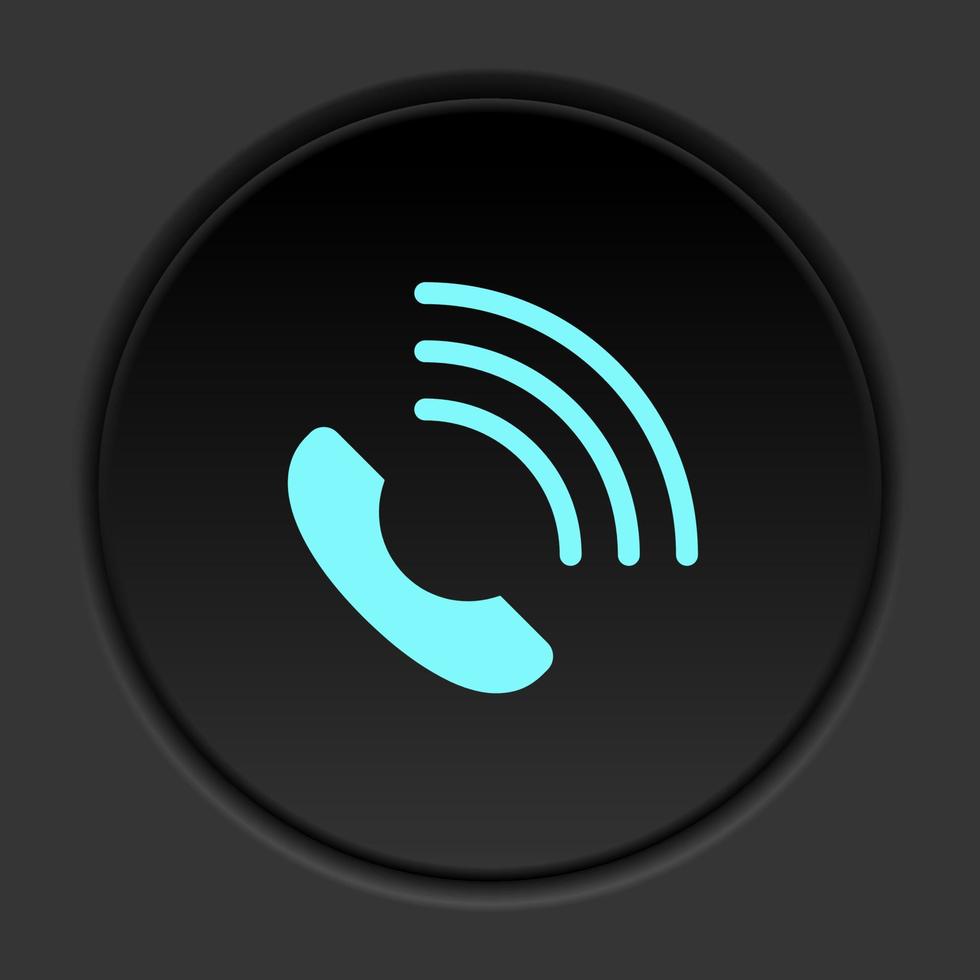 Round button icon, communication, helpline. Button banner round, badge interface for application illustration on dark background vector