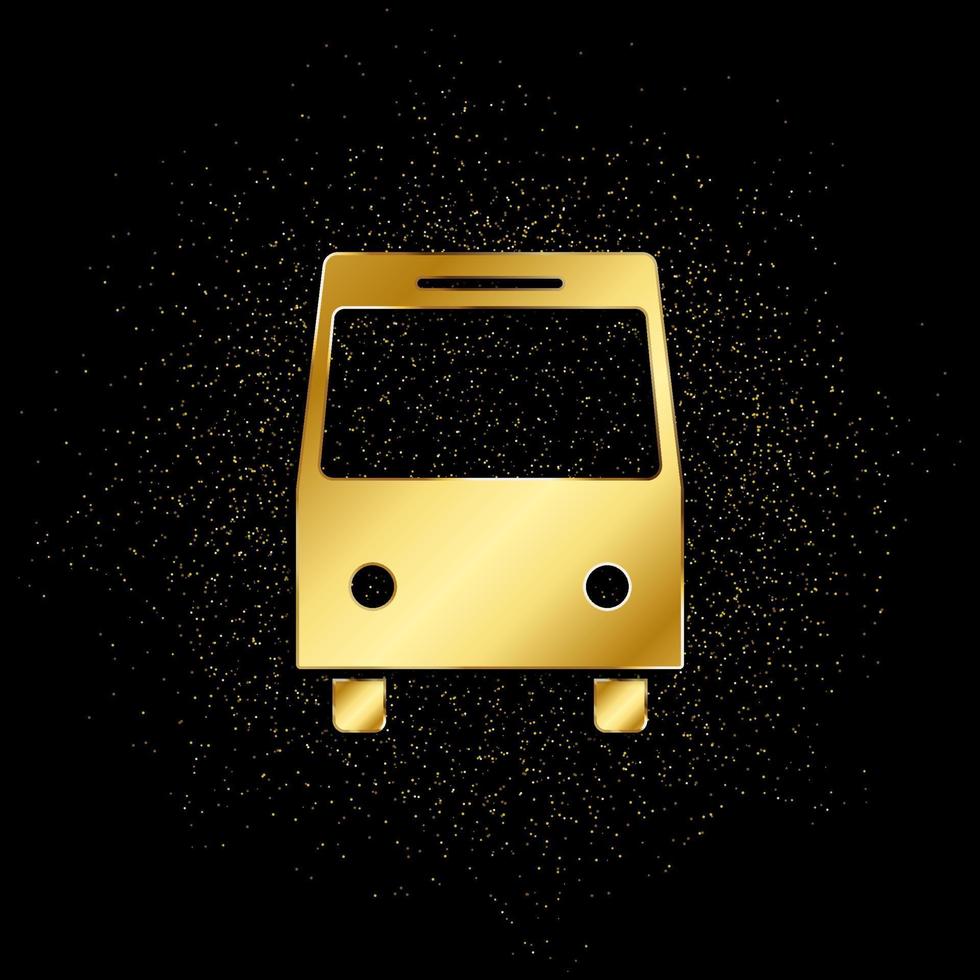 autobús oro, icono. vector ilustración de dorado partícula en oro vector antecedentes