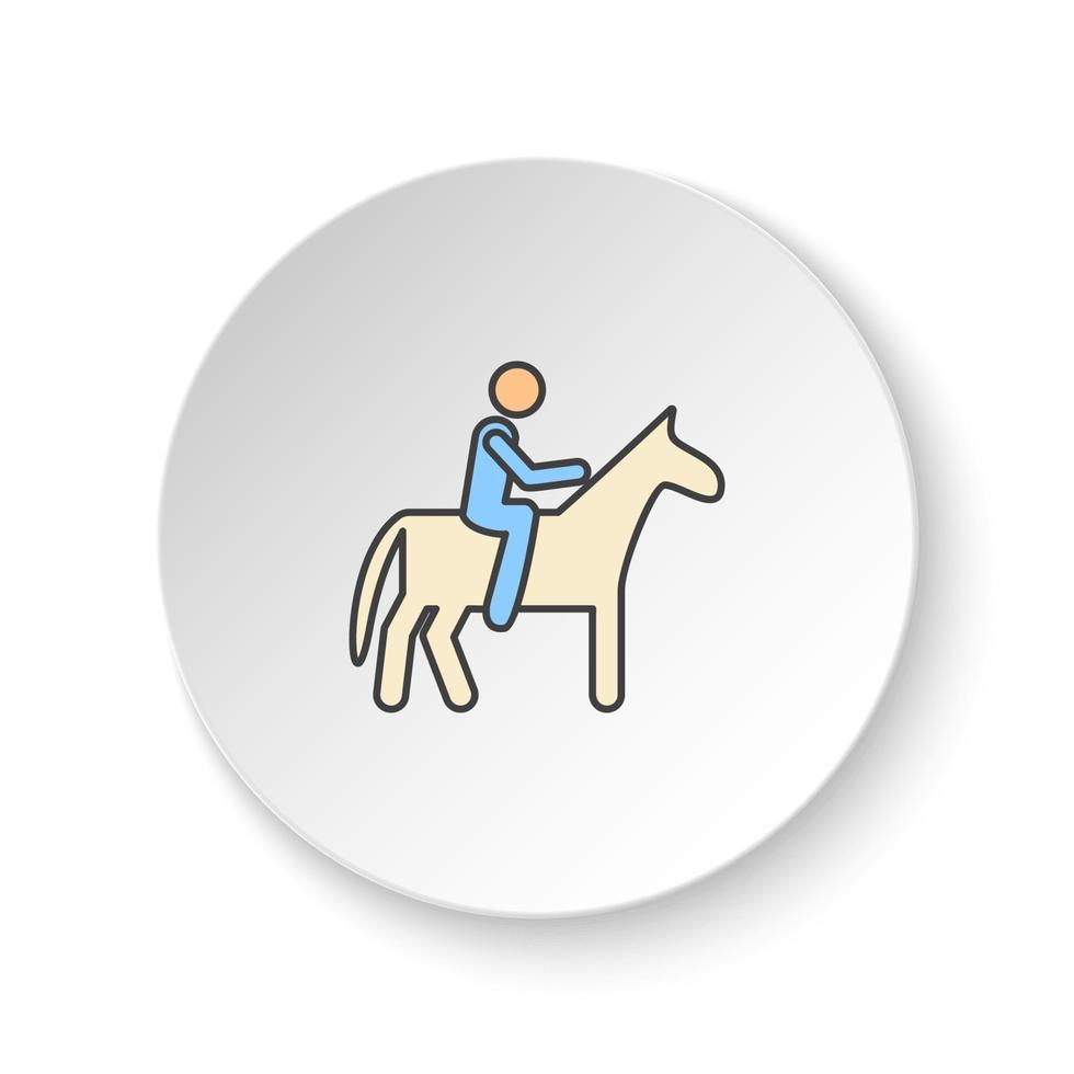 Round button for web icon, Horse, man. Button banner round, badge interface for application illustration on white background vector