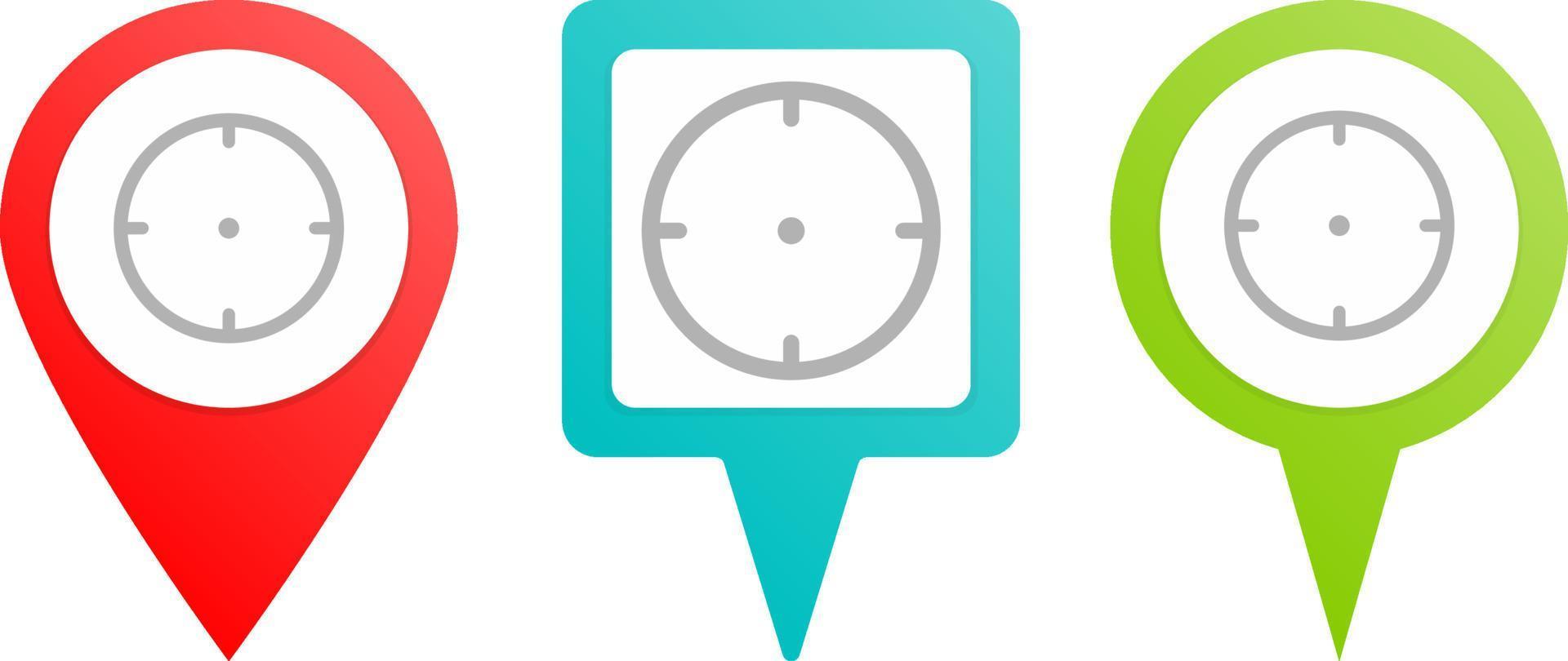 Spyhole pin icon. Multicolor pin vector icon, diferent type map and navigation point.