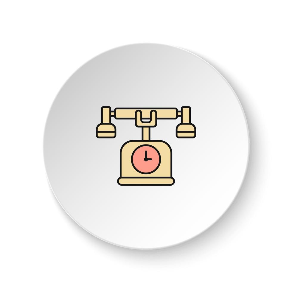 Round button for web icon, telephone, time. Button banner round, badge interface for application illustration on white background vector