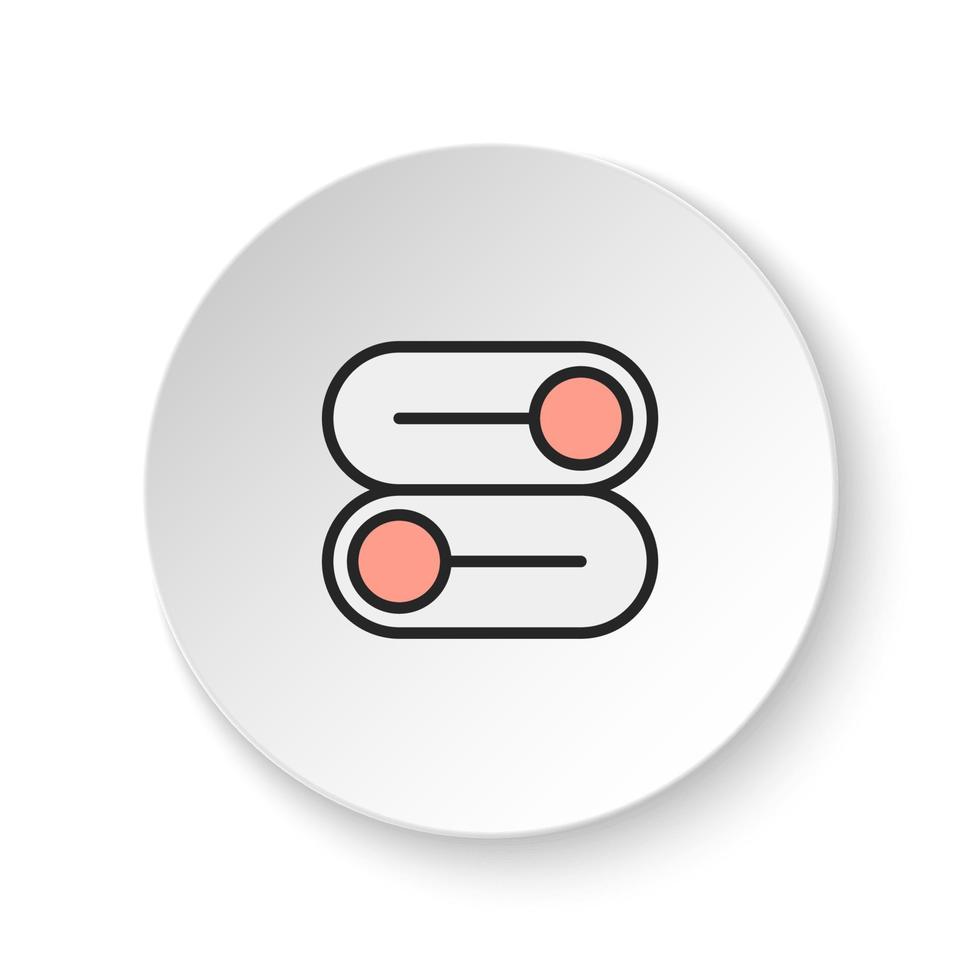 redondo botón para web icono, cambiar, conmutador, opciones botón bandera redondo, Insignia interfaz para solicitud ilustración en blanco antecedentes vector