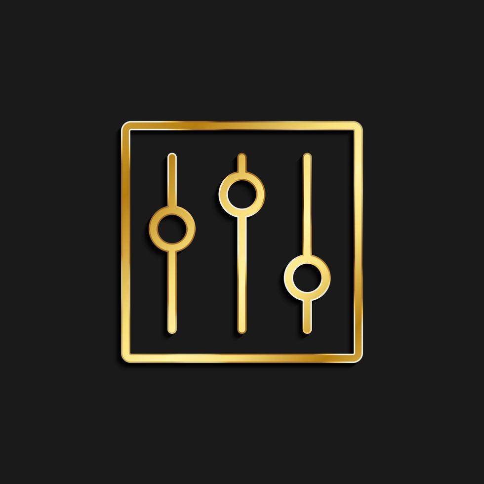 controls, options, settings gold icon. Vector illustration of golden icon on dark background