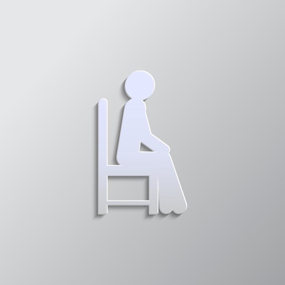 man, sitting paper style icon. Grey color vector background- Paper style vector icon.