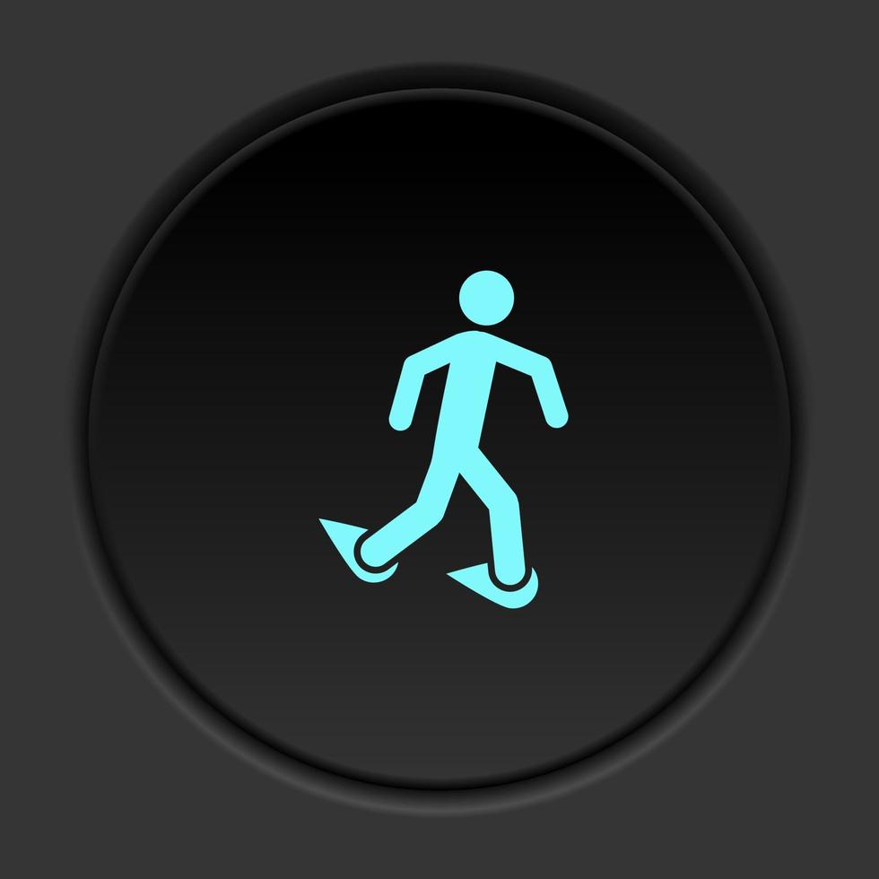 Round button icon Walking with snowshoes. Button banner round badge interface for application illustration on dark background vector