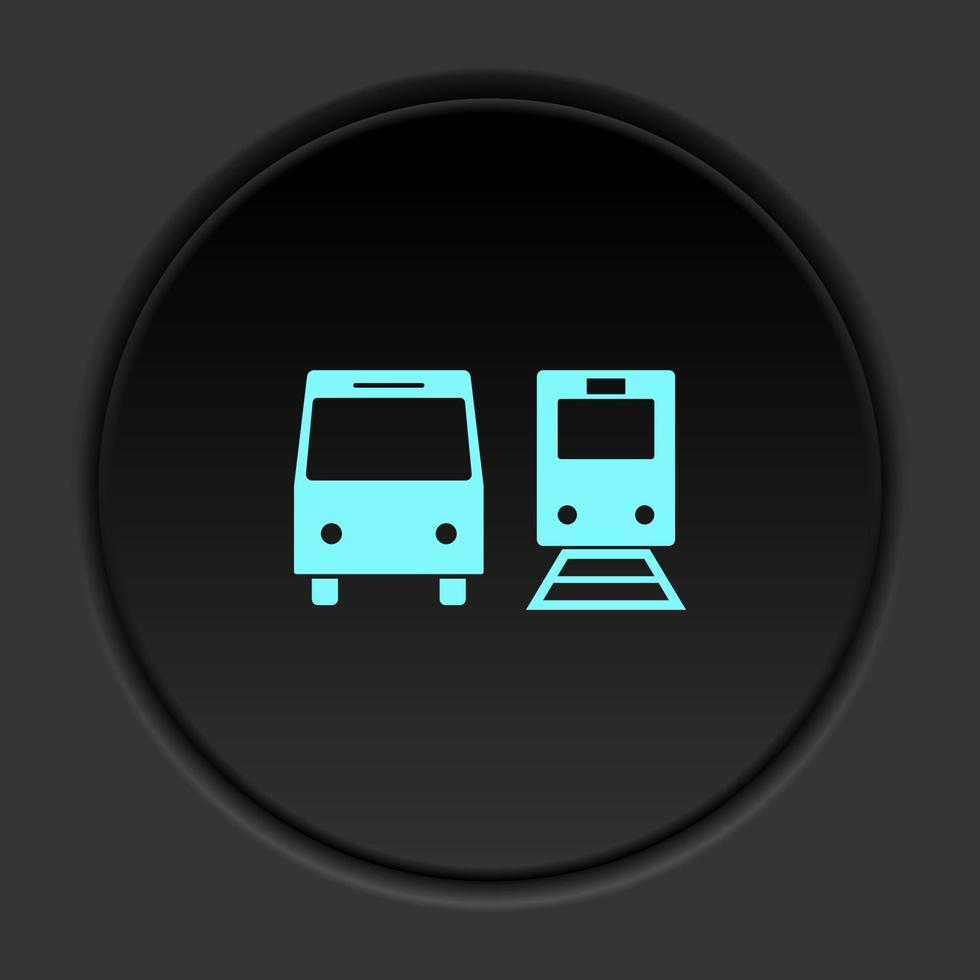 Round button icon Bus train. Button banner round badge interface for application illustration on dark background vector