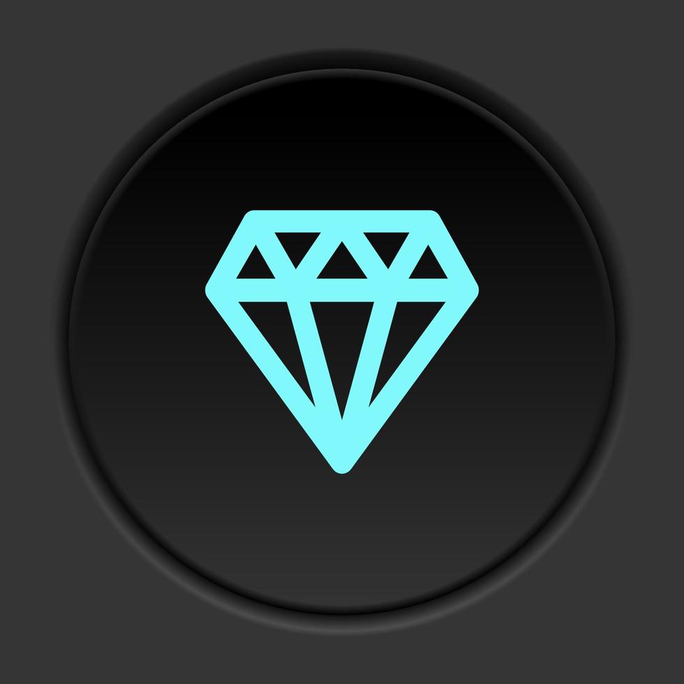 Round button icon Diamond. Button banner round badge interface for application illustration on dark background vector
