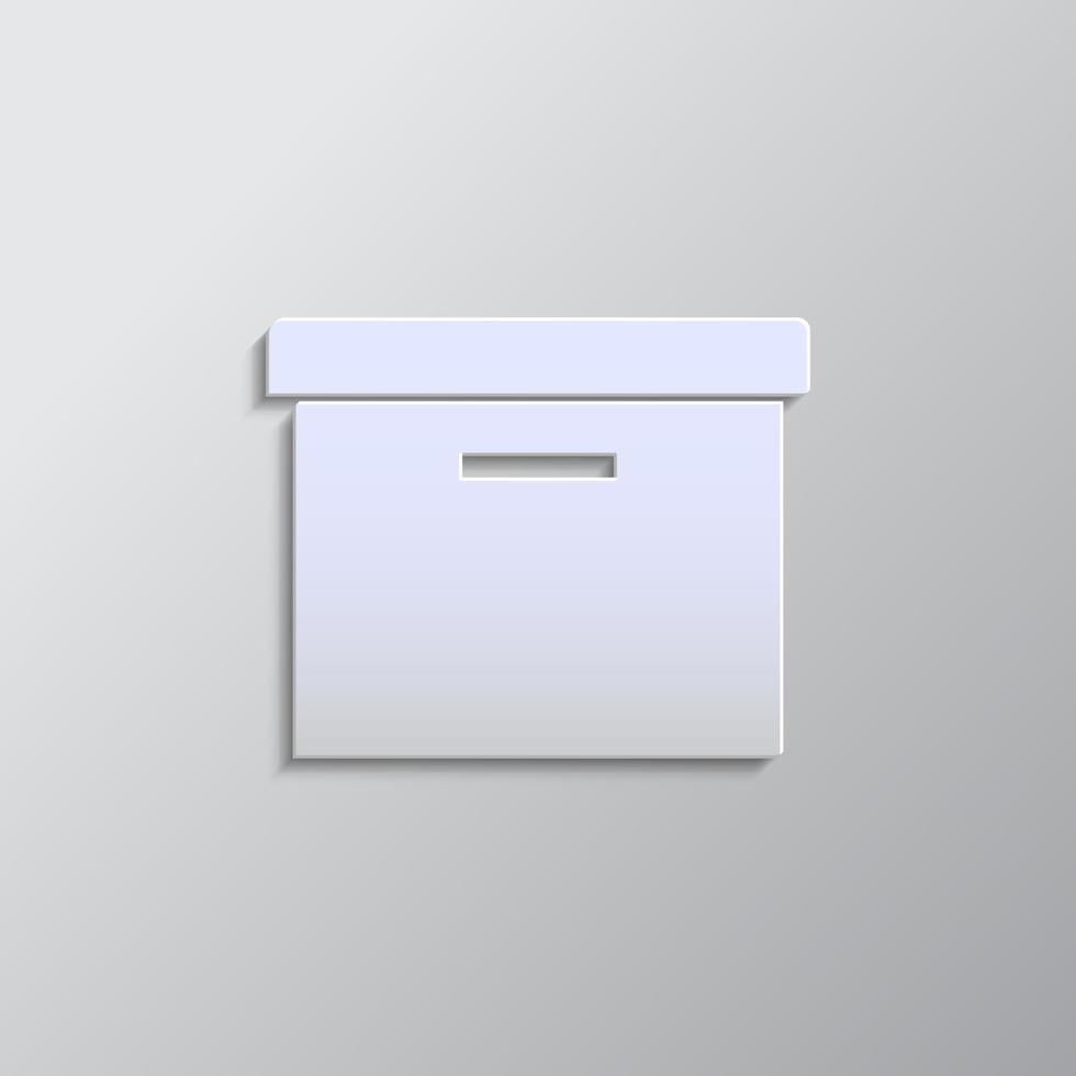 Office box paper style, icon. Grey color vector background- Paper style vector icon.