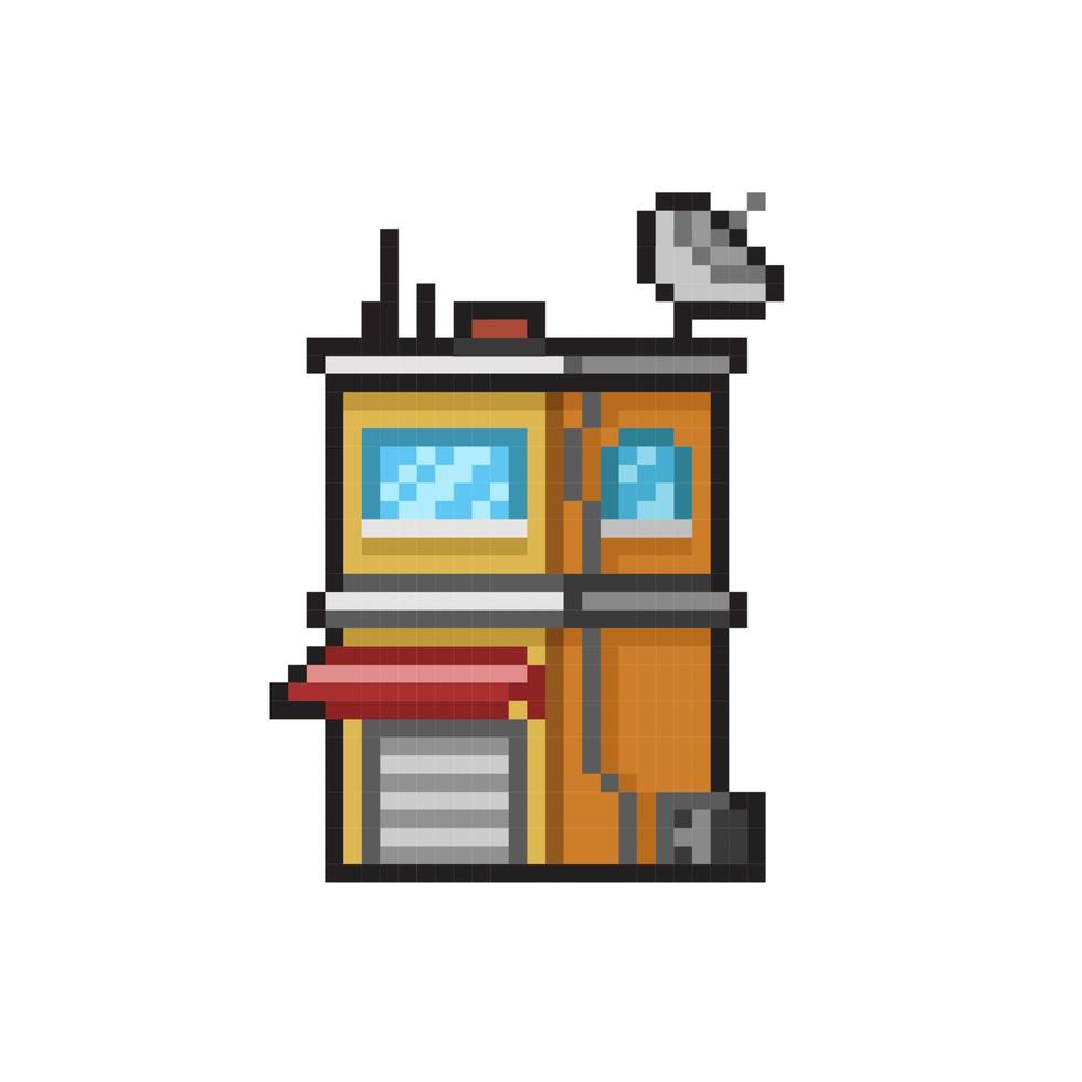 basecamp building in pixel art style vector