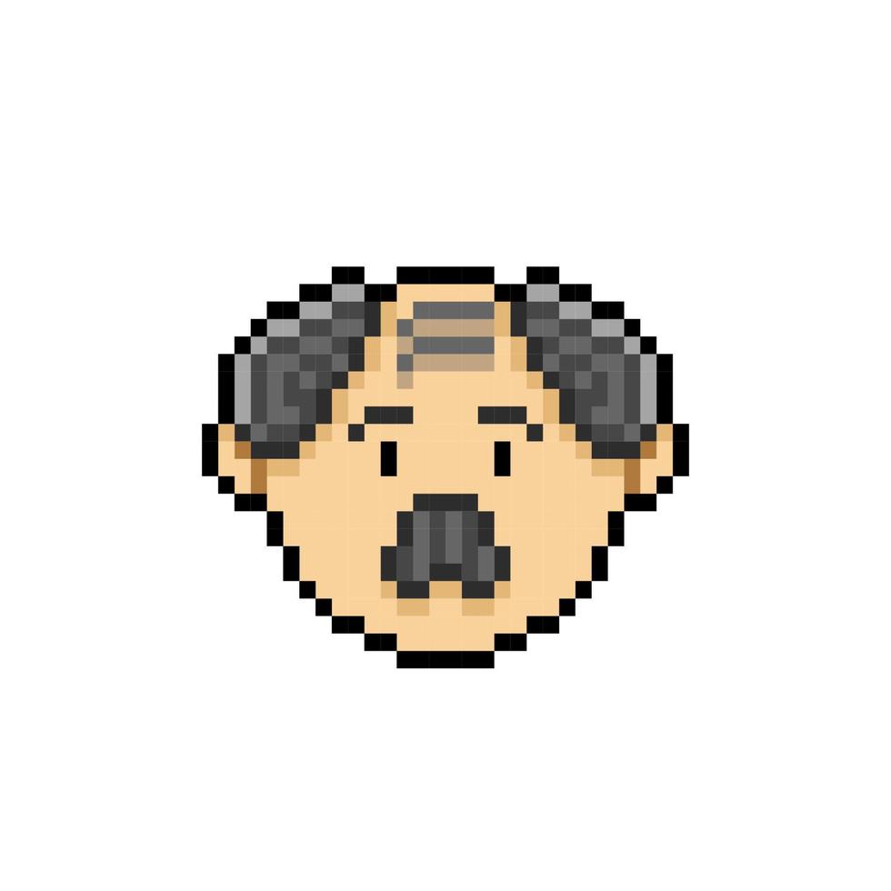 old man head in pixel art style vector