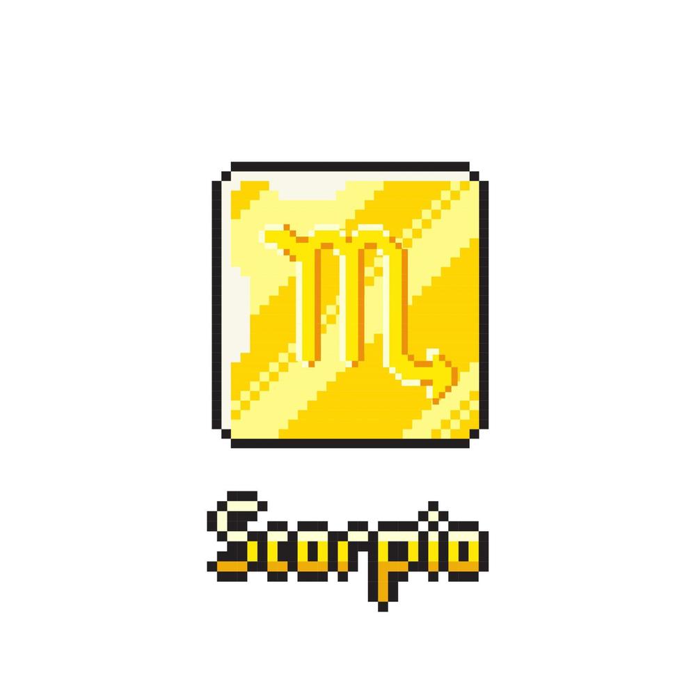 scorpio golden token in pixel art style vector